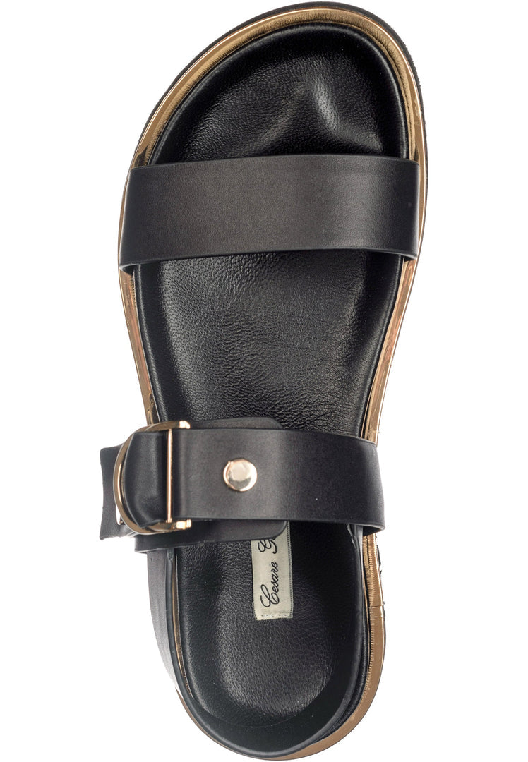 Urban Buckle Sandals - Black