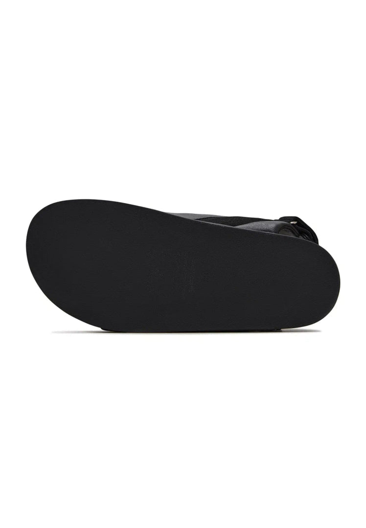 Bold Buckle Wedge Sandals - Black