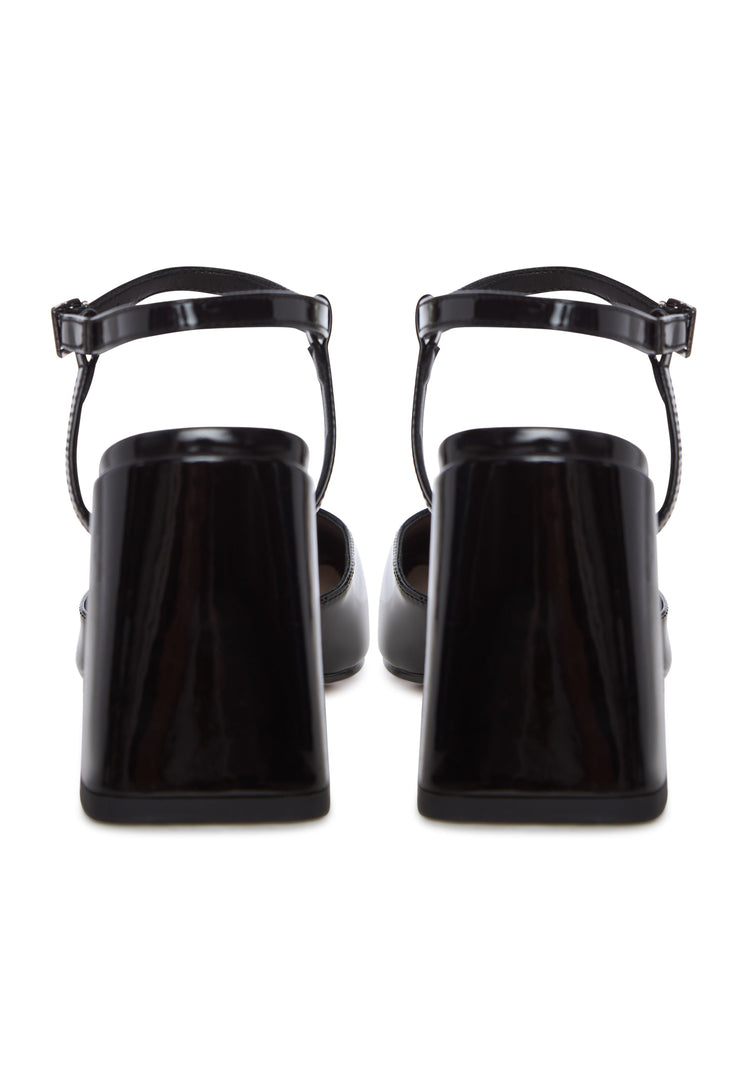 Patent Block Heel Pumps - Black