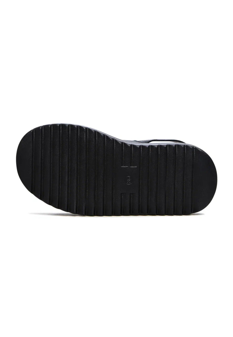 Platform Buckle Sandals - Black