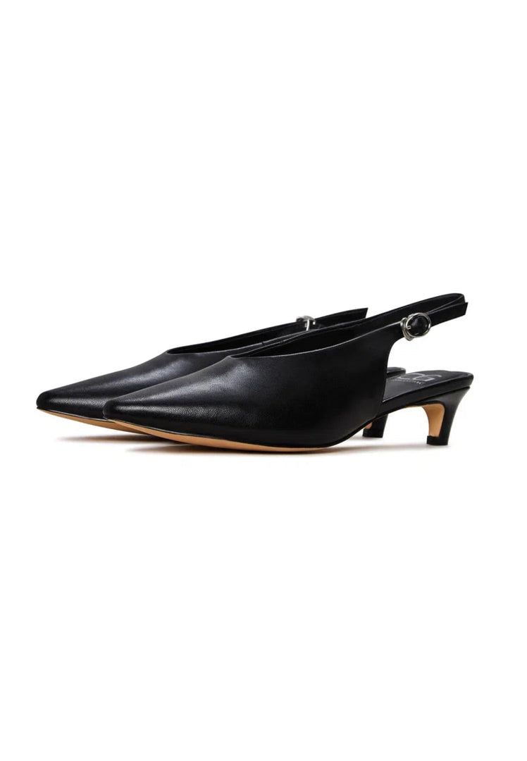 Minimalist slingback kitten heels – Svart