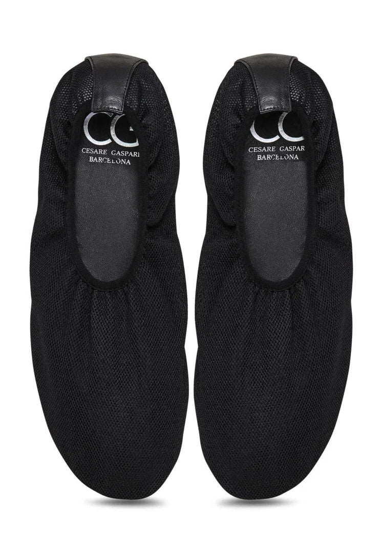 Mesh Slip-On Ballet Flats - Black