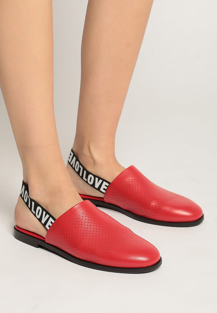 Perforowane skórzane klapki Slingback Mules