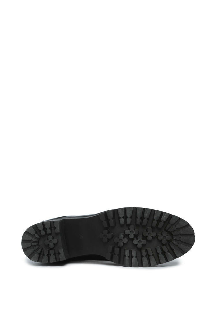 Lace-Up Ankle Boots with Heel - Black