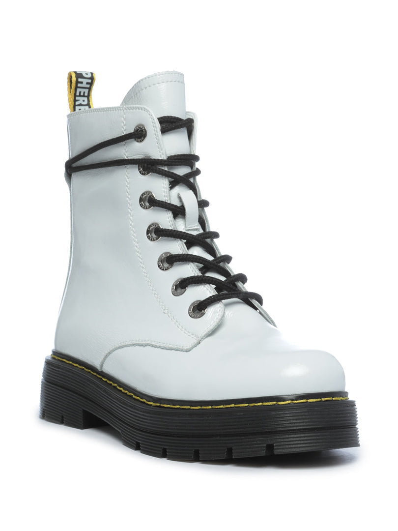 Classic Lace-Up Leather Boots - White
