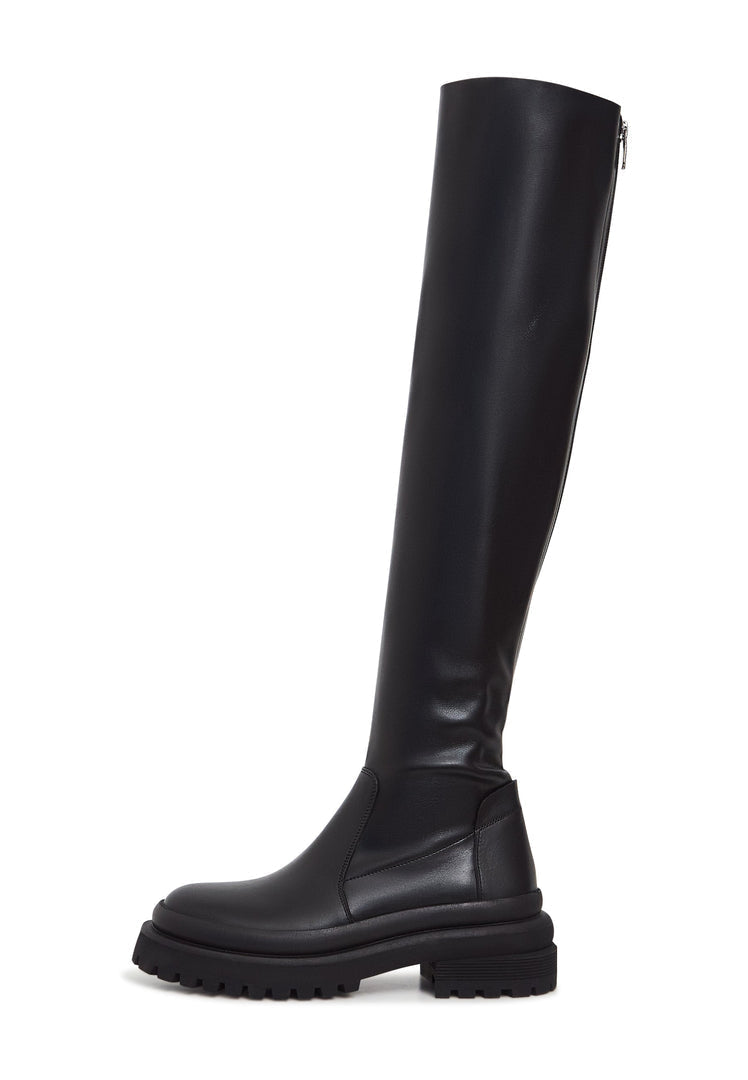 Botas con plataforma de piel por encima de la rodilla