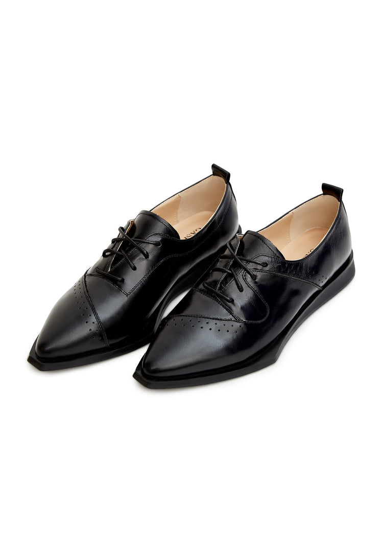 Zapatos de cordón puntiagudos - Negro