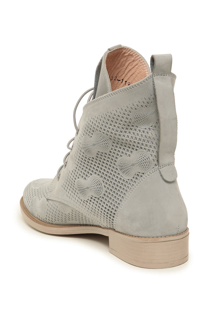 Botines de piel perforada - Gris