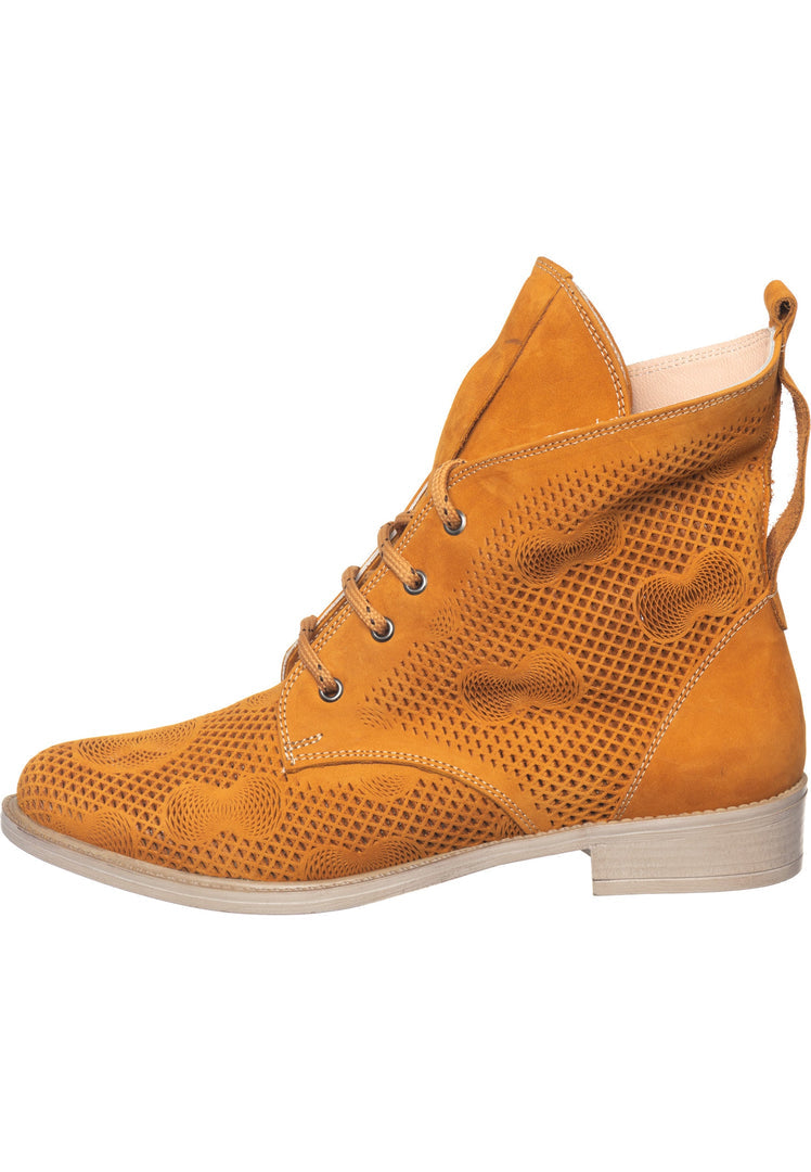 Botines de piel perforada - Naranja