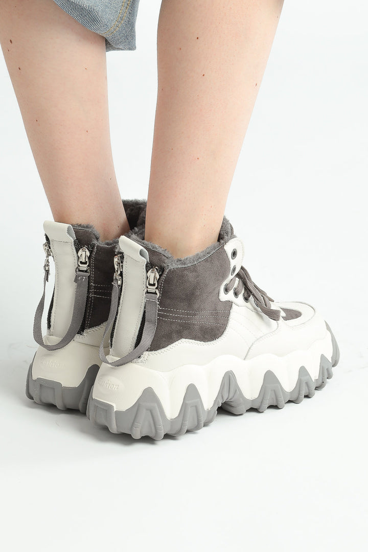 Chunky zip-up high-top sneakers