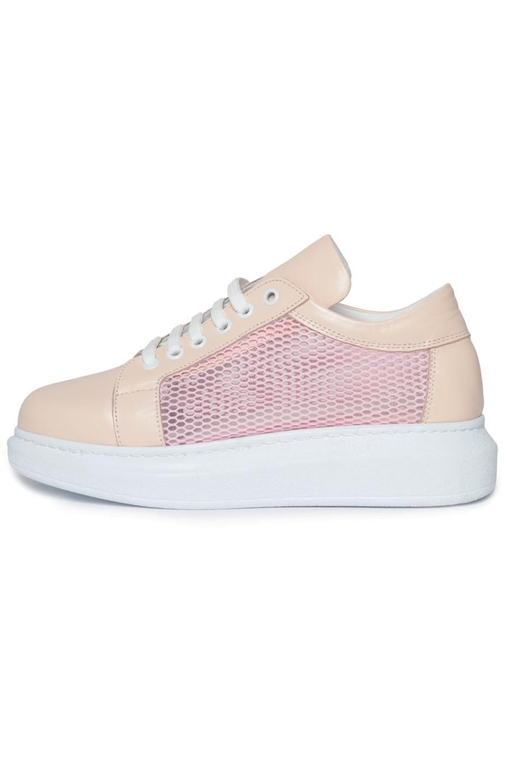 Mesh Panel Sneakers med snøre - Pink