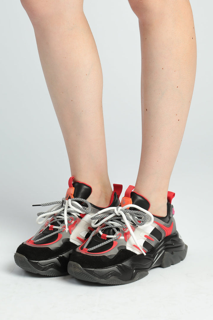 Pulse Transparent Chunky Sneakers - Rød