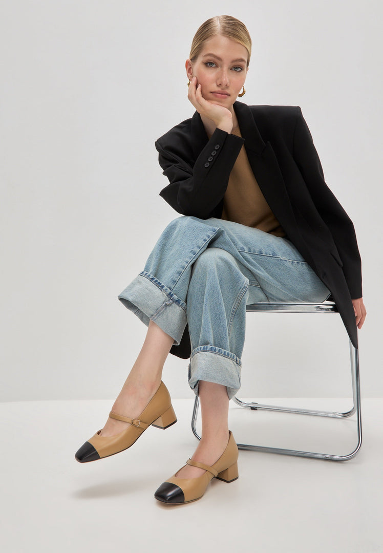 Elegant Mary Jane Heels Briar - Beige og Sort