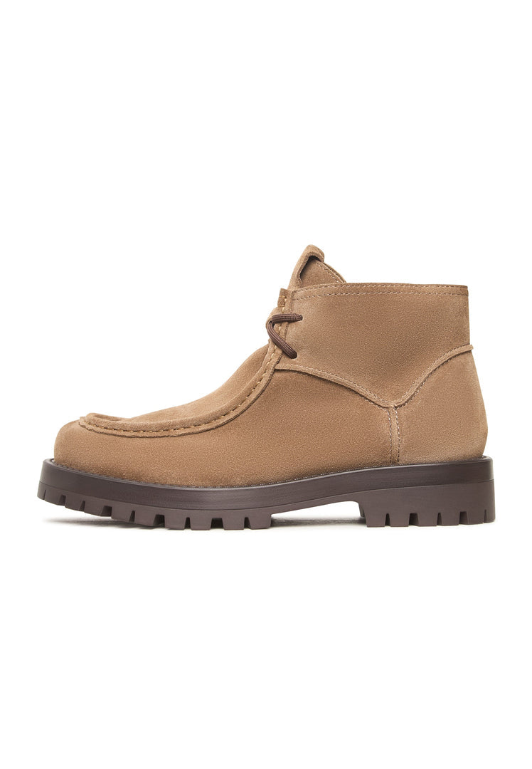 Stylish beige suede lace-up ankle boots by Mavi.