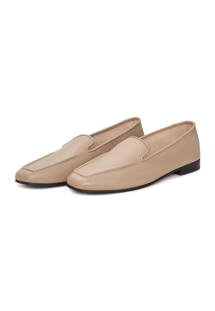 Leather Luxe Slip-Ons - Beige