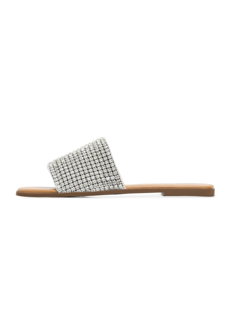 Pantuflas de suela plana Izzy - Plata