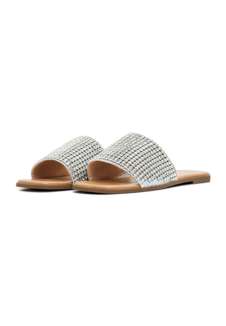 Pantuflas de suela plana Izzy - Plata
