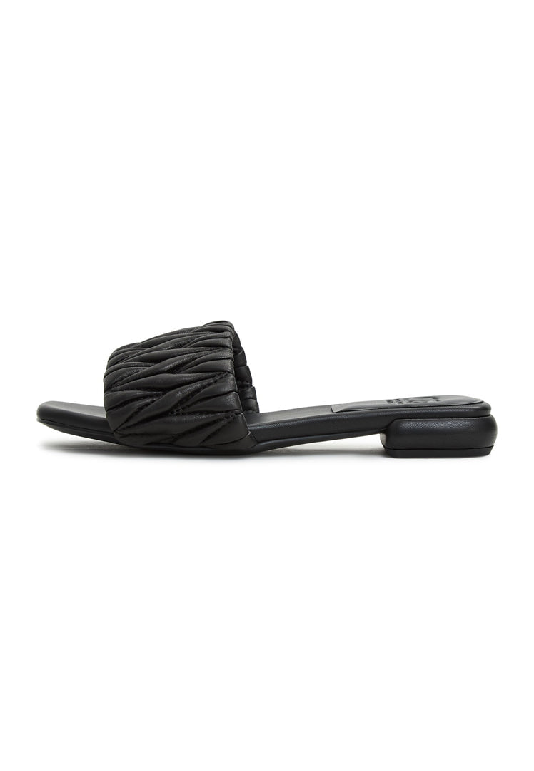 A stylish pair of Stephanie black block heeled slippers, perfect for any occasion from the Stephanie brand footwear collection for women.
