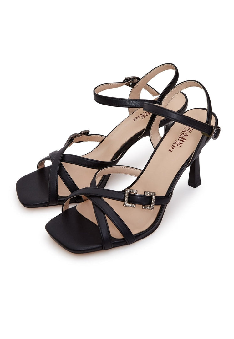 A stylish pair of black high heel women's fashion sandals designed to elevate any outfit.