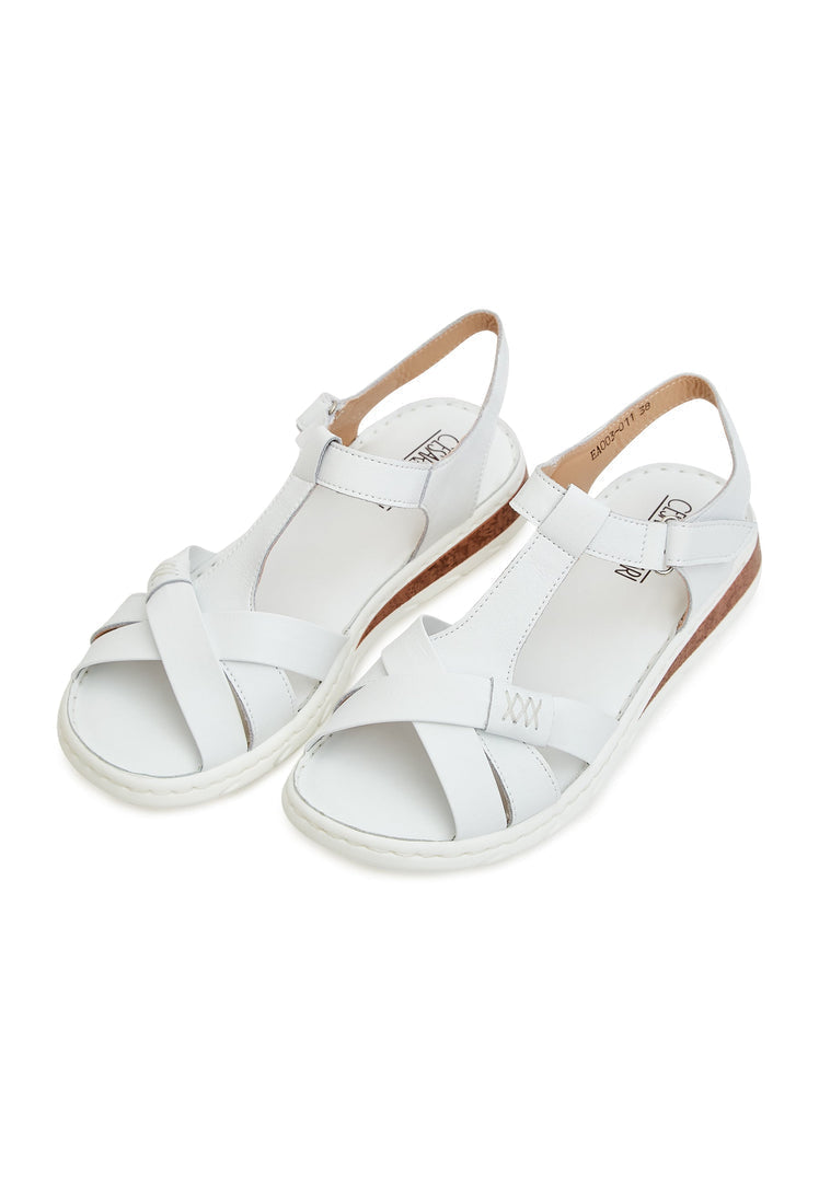 A stylish pair of leather platform heels for women, featuring urban sandals with a high heel design perfect for any occasion.