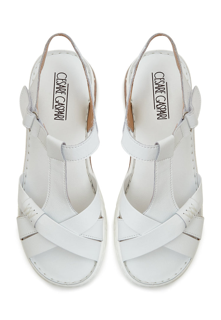 A close-up image of stylish leather platform heels, perfect for urban fashionistas looking for chic leather high heel sandals with a platform design.