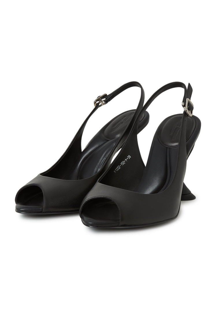 A stylish pair of black stiletto heels, featuring Mariana sandals design, perfect for women's footwear enthusiasts who appreciate high heeled sandals.