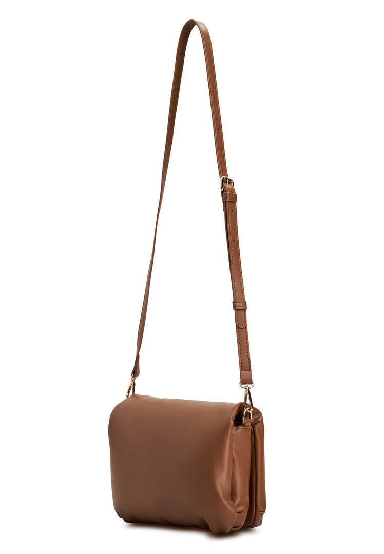 A stylish brown quilted clutch bag, perfect for adding a touch of elegance to any outfit.