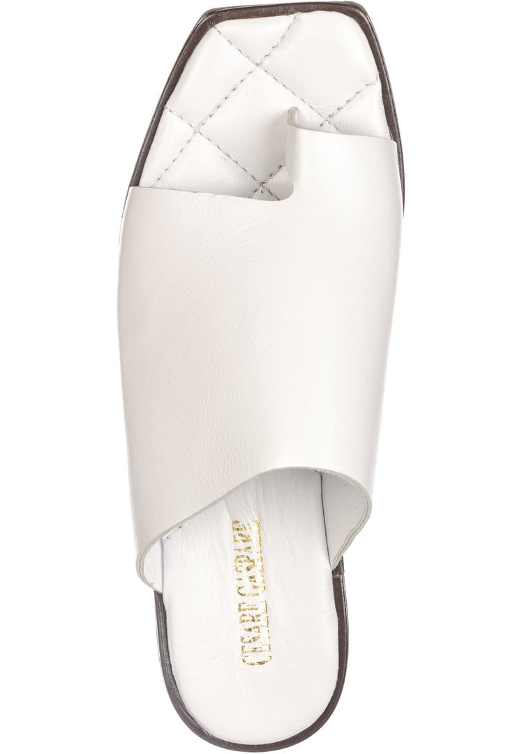 A stylish pair of comfortable and minimalist one toe sandals with a flat sole and toe loop design.
