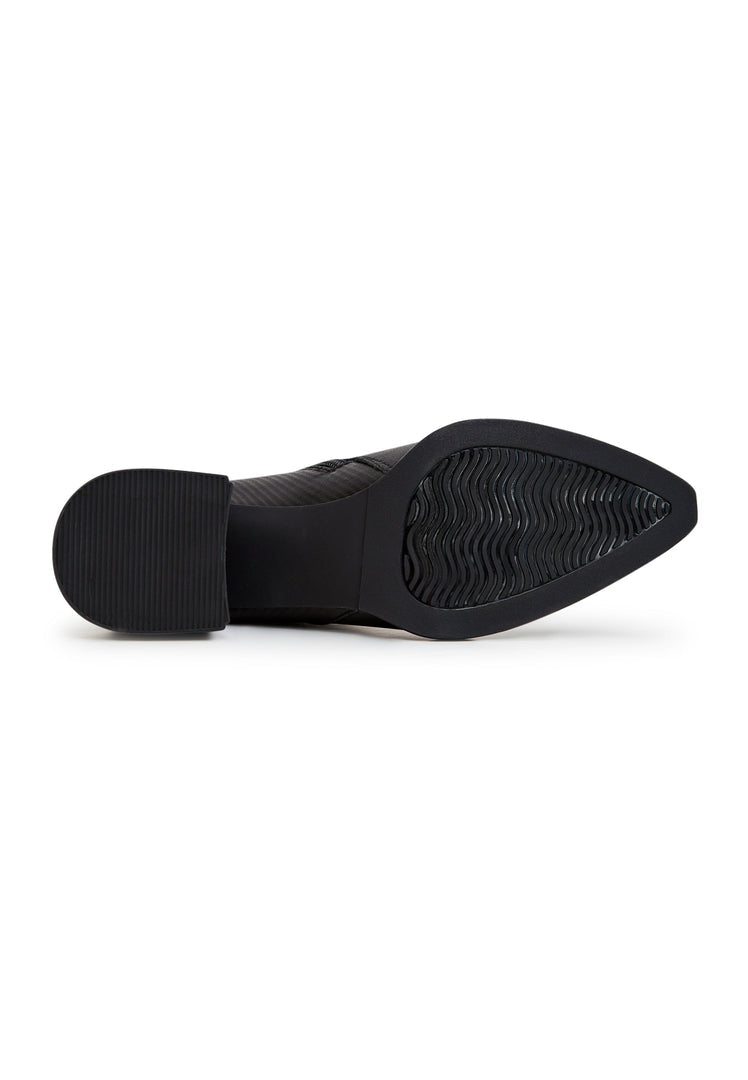A stylish and affordable pair of women's casual black suede ankle boots.