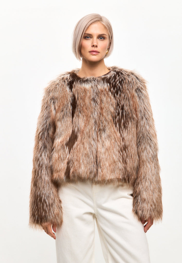 Stay cozy and stylish this winter in a faux fur jacket - a luxe brown outerwear that is not only eco-friendly but also warm and fashionable.