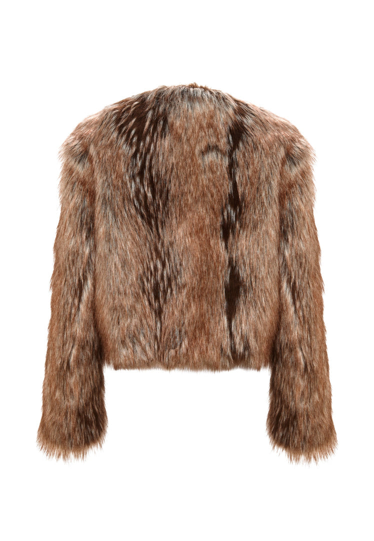 Stay warm this winter in a stylish and eco-friendly faux fur jacket, crafted in luxe brown outerwear for the ultimate in warmth and fashion.