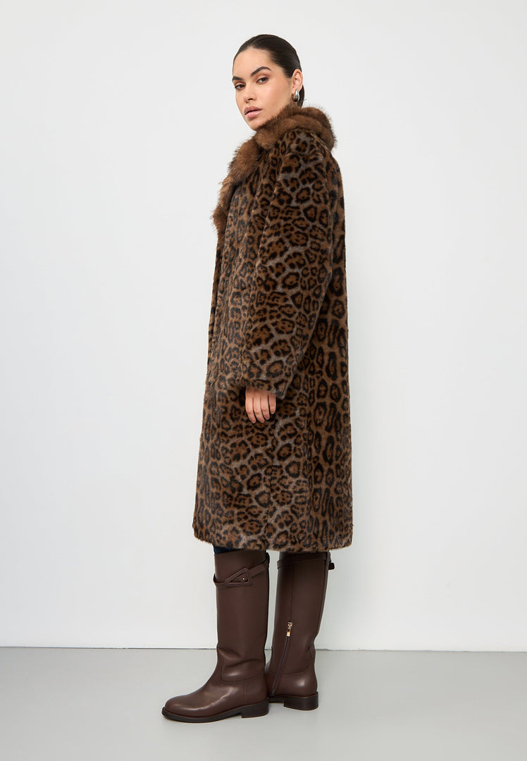 Stay warm and stylish this winter with a luxurious Ivy brand leopard print faux fur coat, perfect for adding a trendy touch to your outerwear collection.