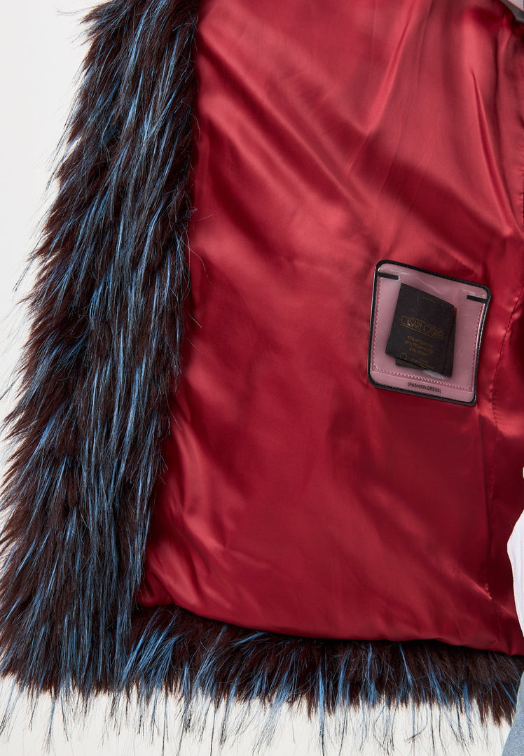 A stunning blue faux fur Icelyn coat, the epitome of luxurious short coat fashion.