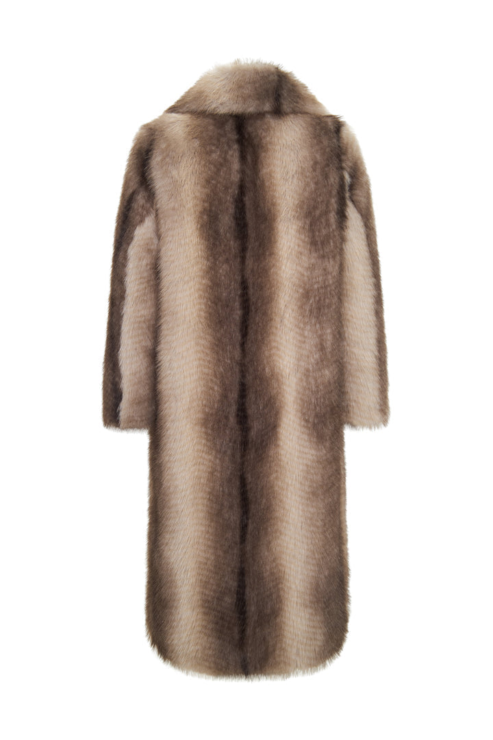 Stay warm and stylish with the Natalie faux fur coat, a luxurious designer outerwear piece in a beautiful brown hue.