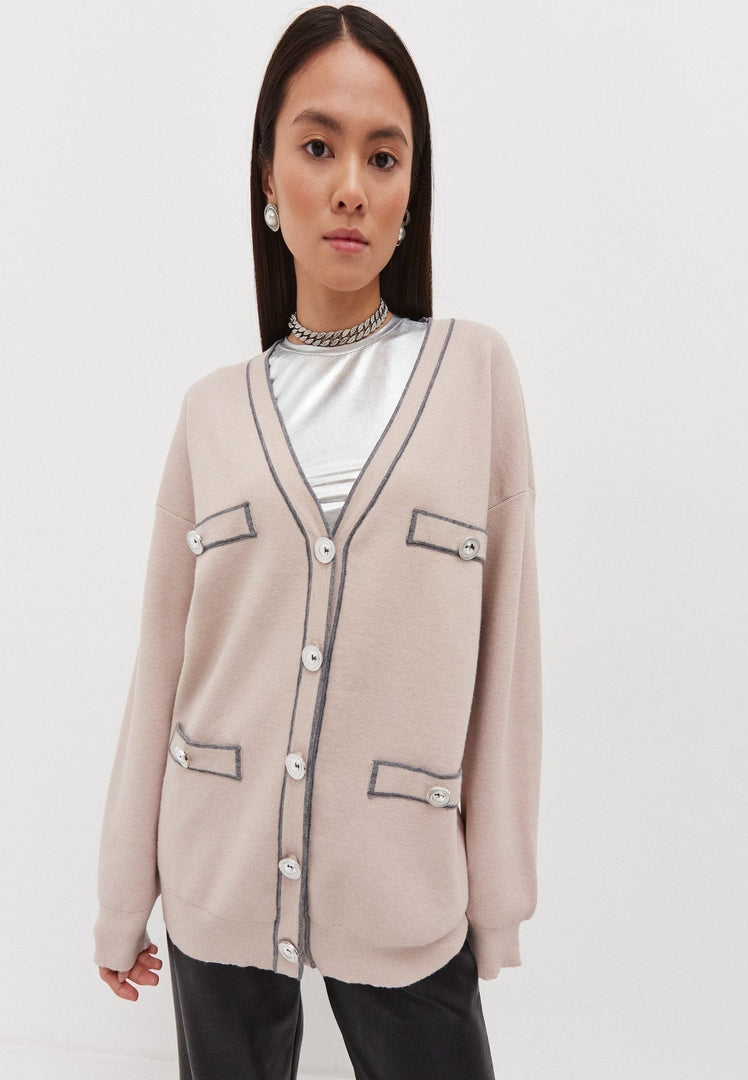 A cozy and stylish knit cardigan in elegant and fashionable design for a luxurious look.