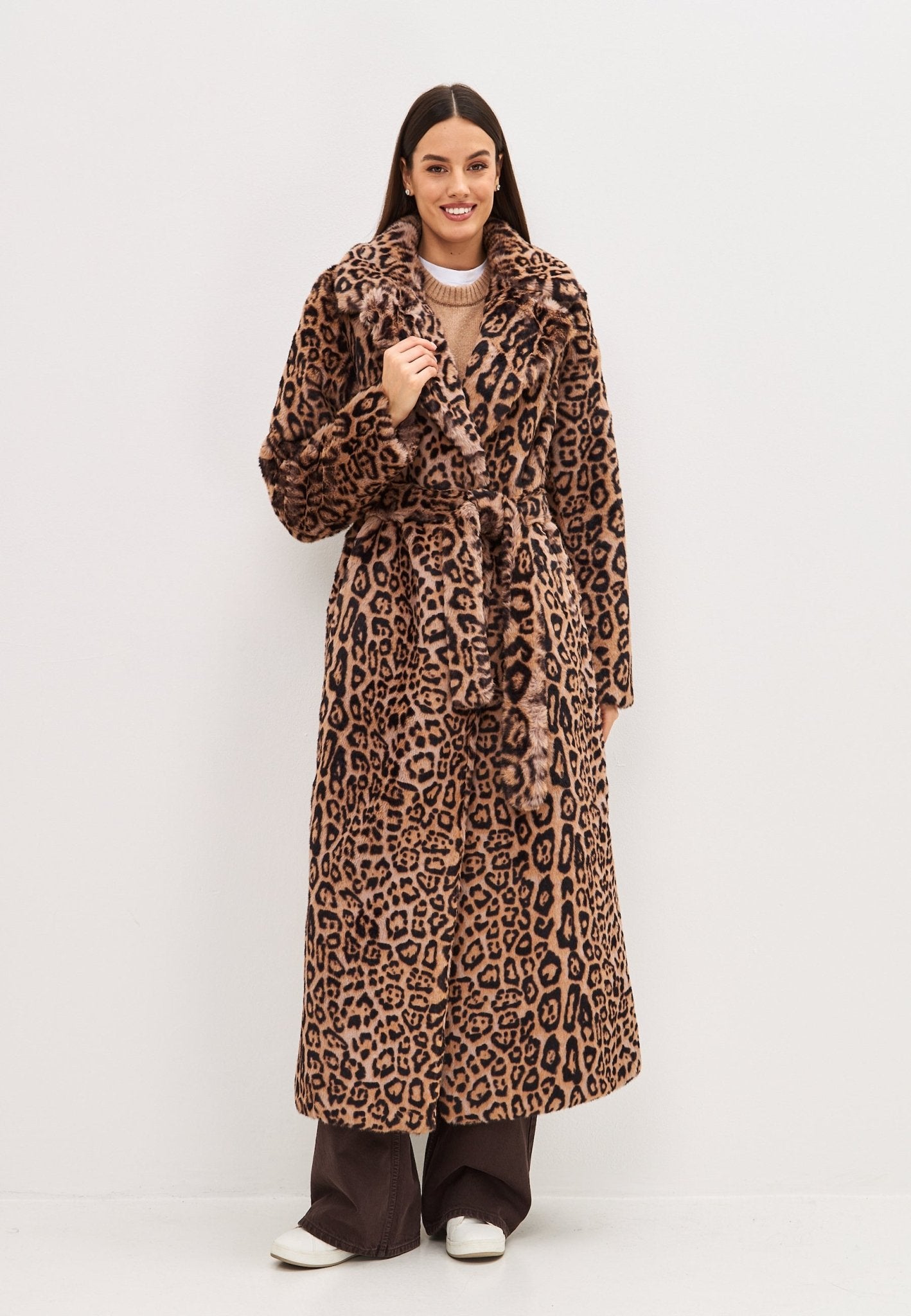 Animal print Long Winter Coat - Cesare Gaspari - Clothes