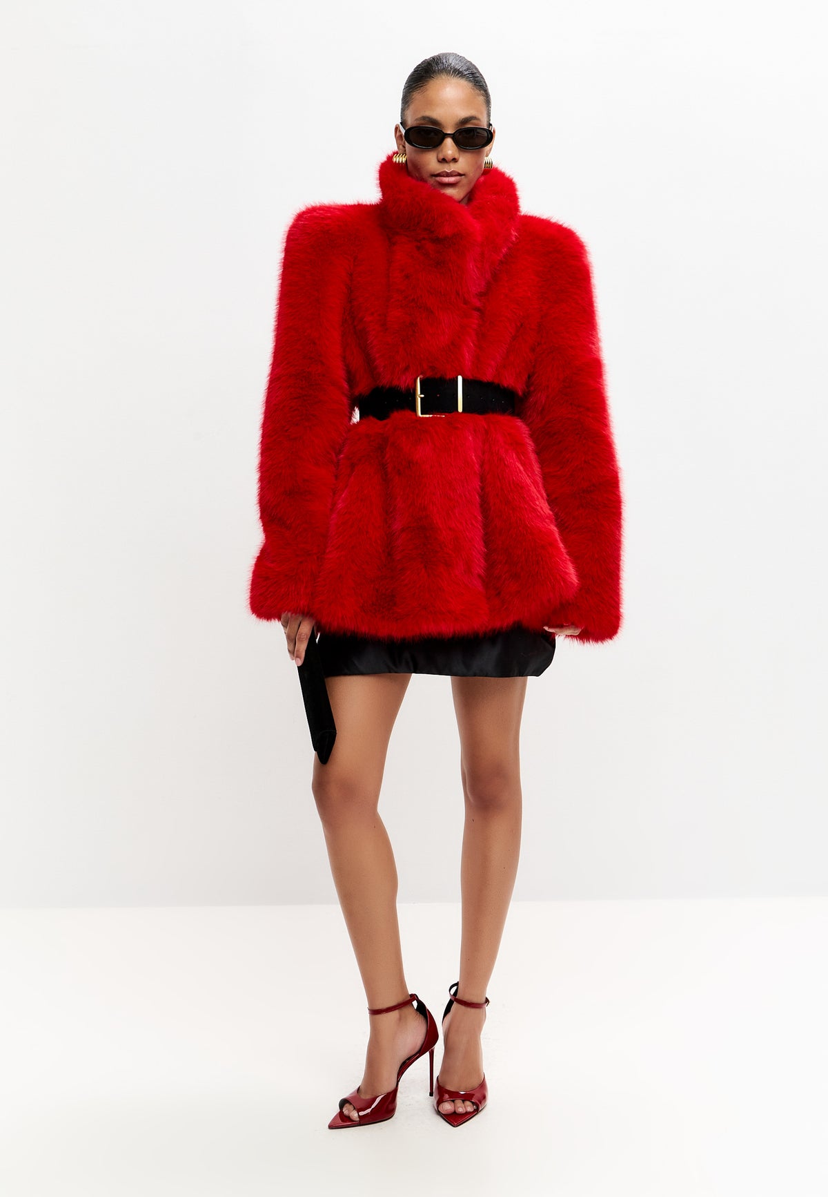 Veste en fausse fourrure – rouge