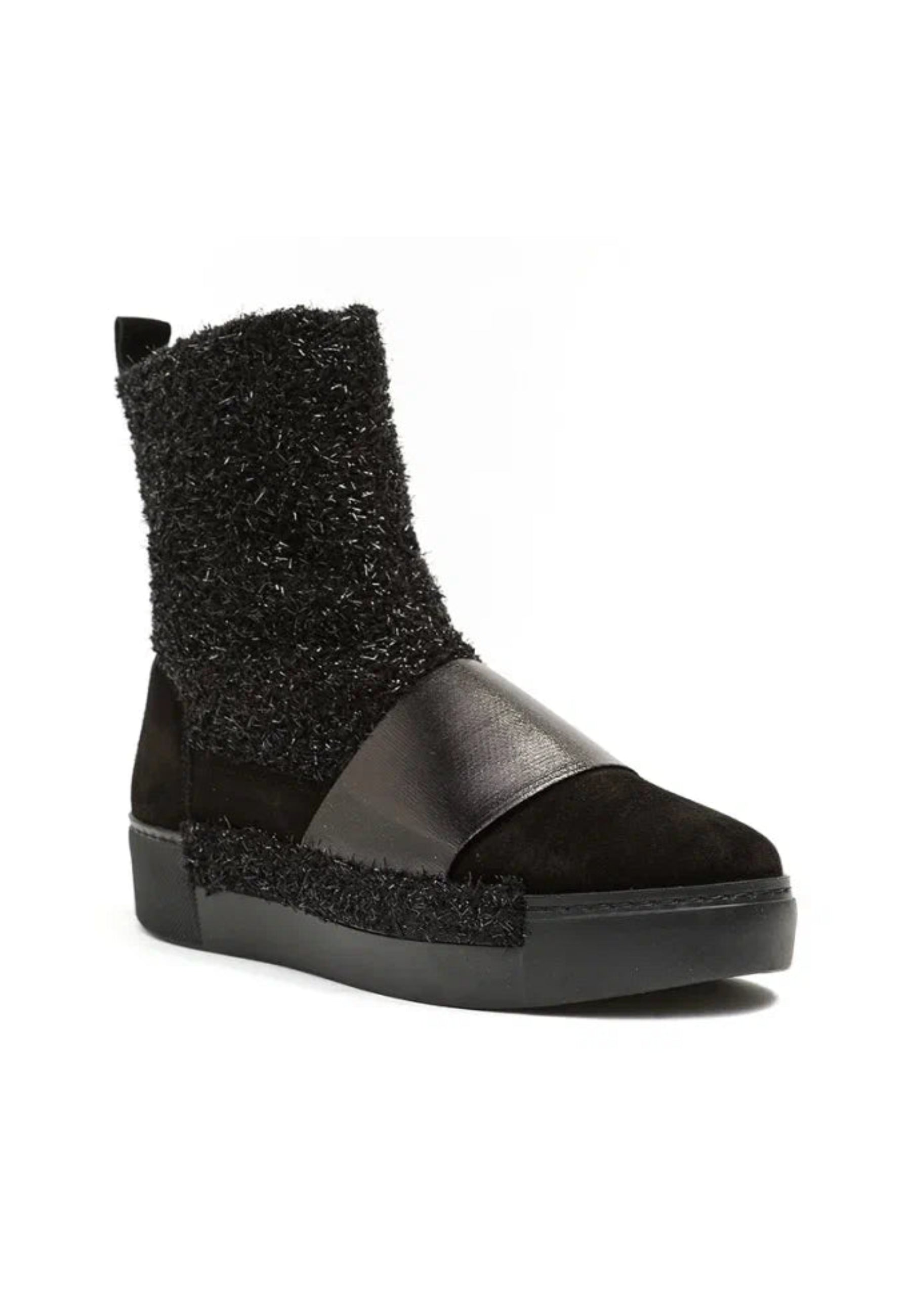 Textured High-Top Slip-On Ankle Boots