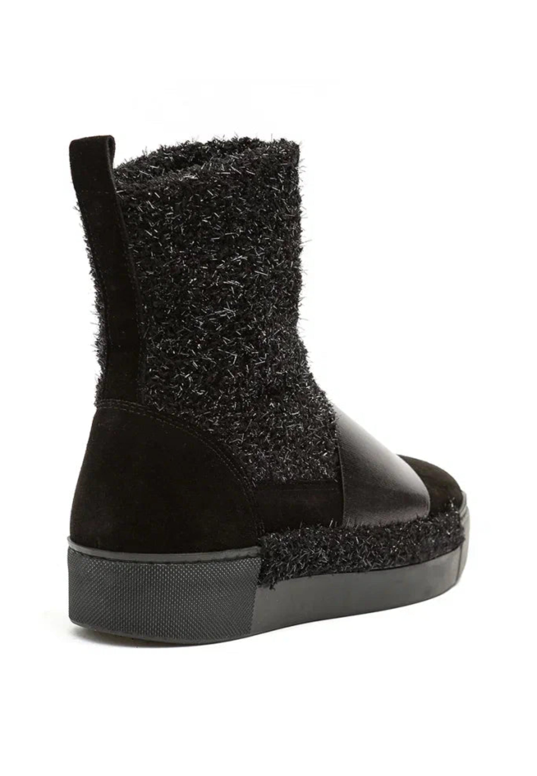 Textured High-Top Slip-On Ankle Boots