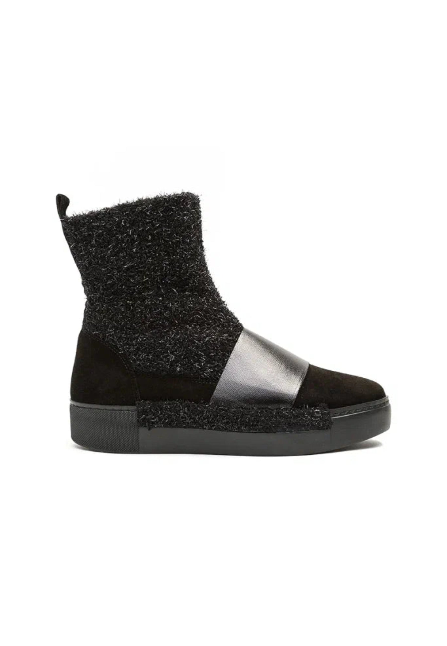 Textured High-Top Slip-On Ankle Boots