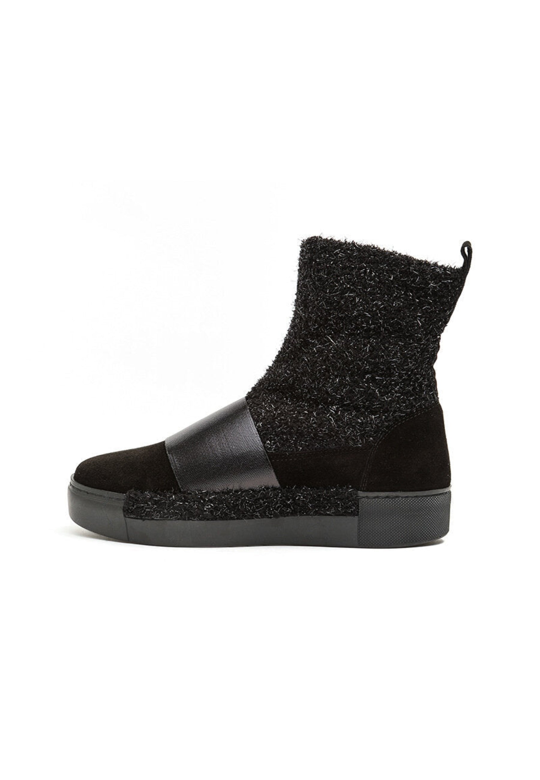 Textured High-Top Slip-On Ankle Boots