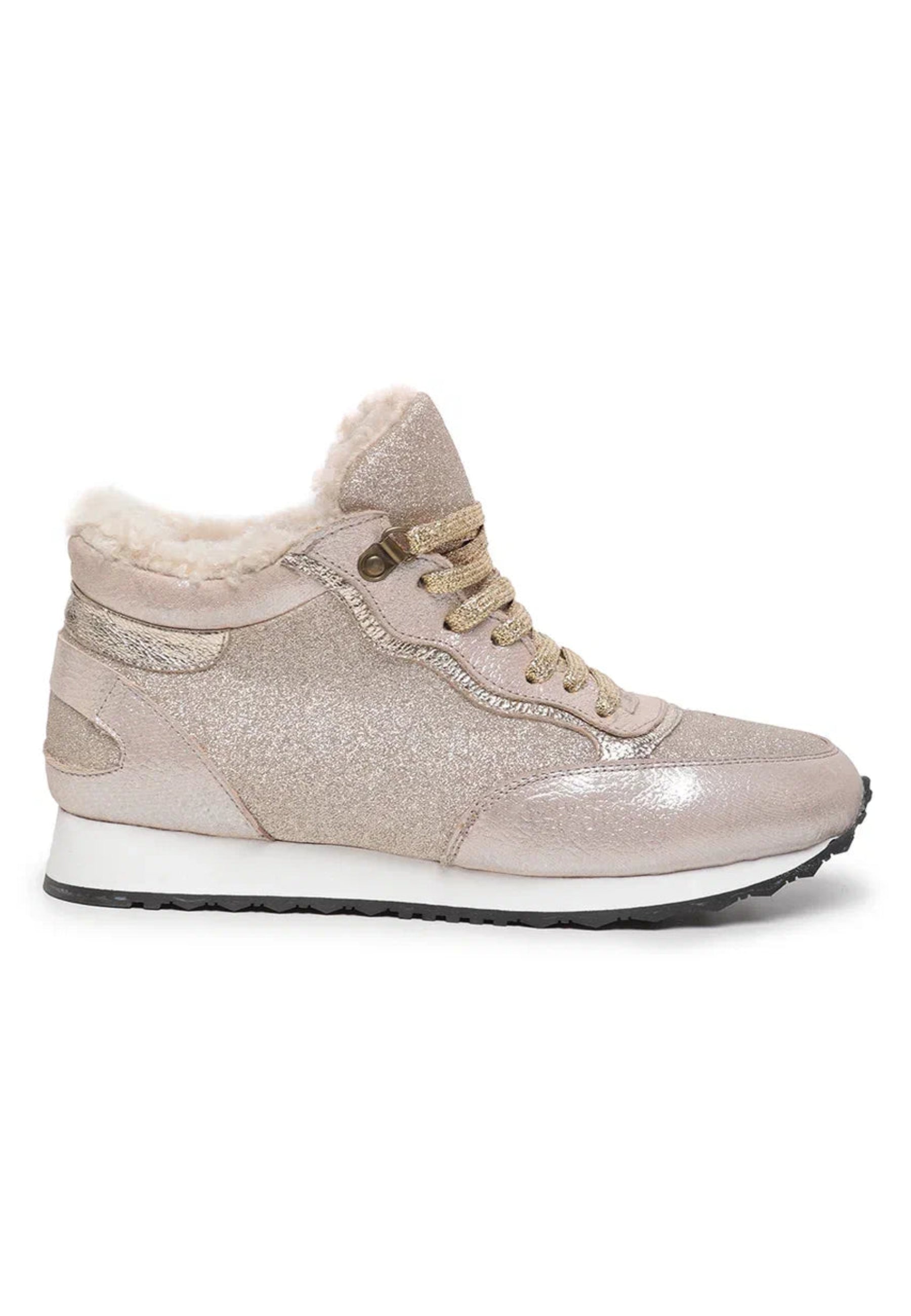 Merino Wool Fur Lined Sneakers - Beige