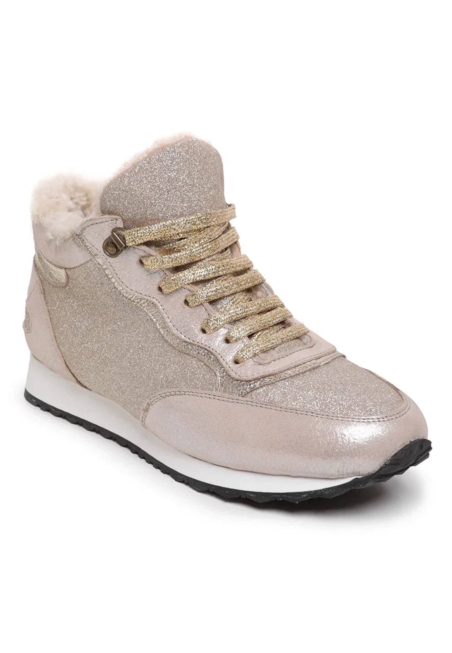 Merino Wool Fur Lined Sneakers - Beige