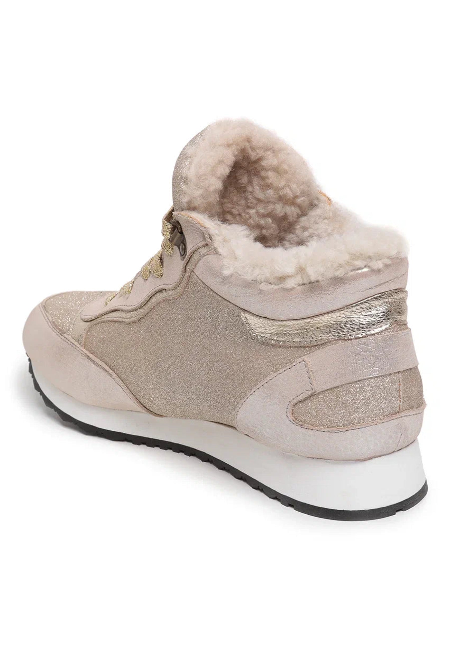 Merino Wool Fur Lined Sneakers - Beige