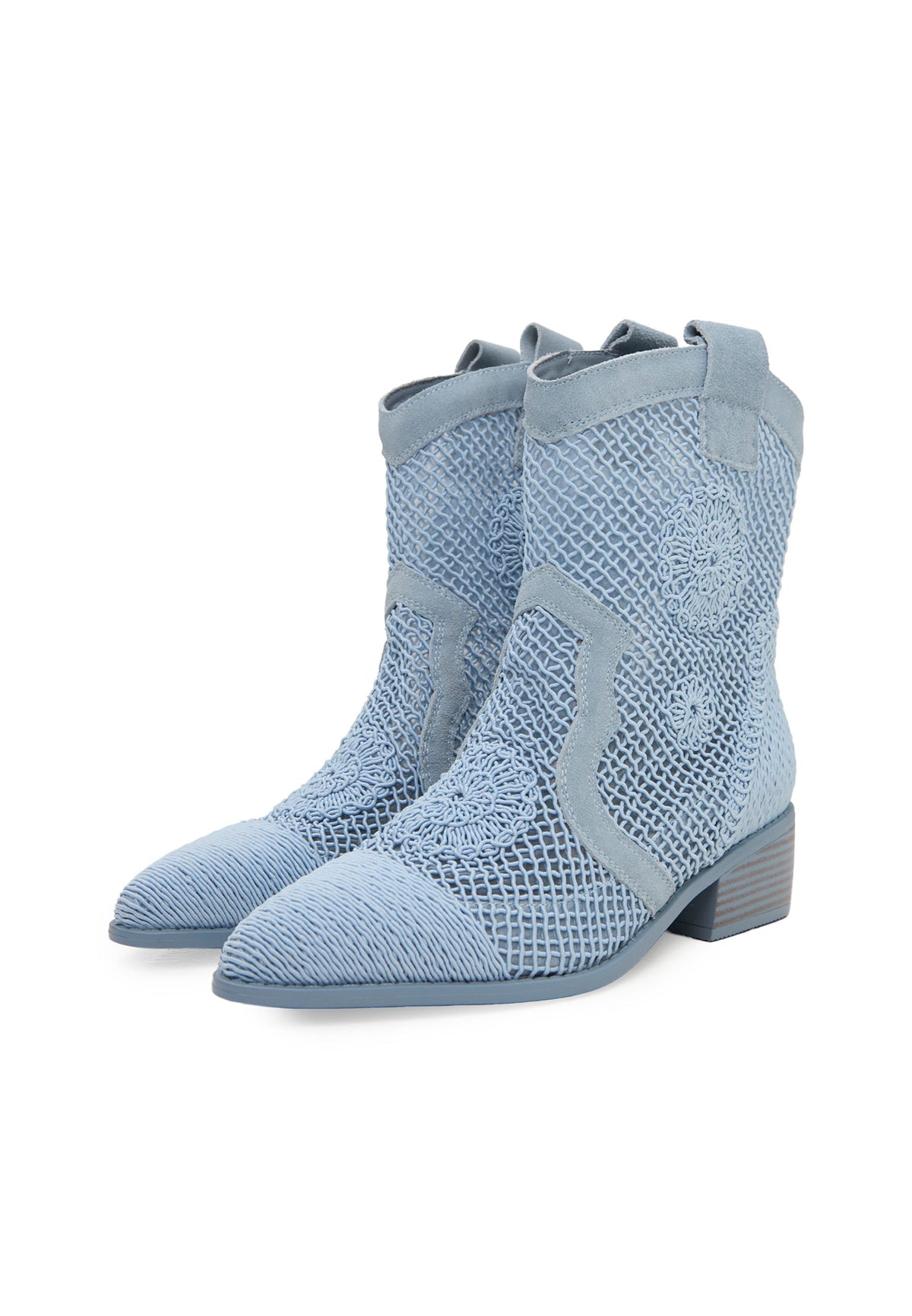 Suede Cowboy Boots - Sky Blue