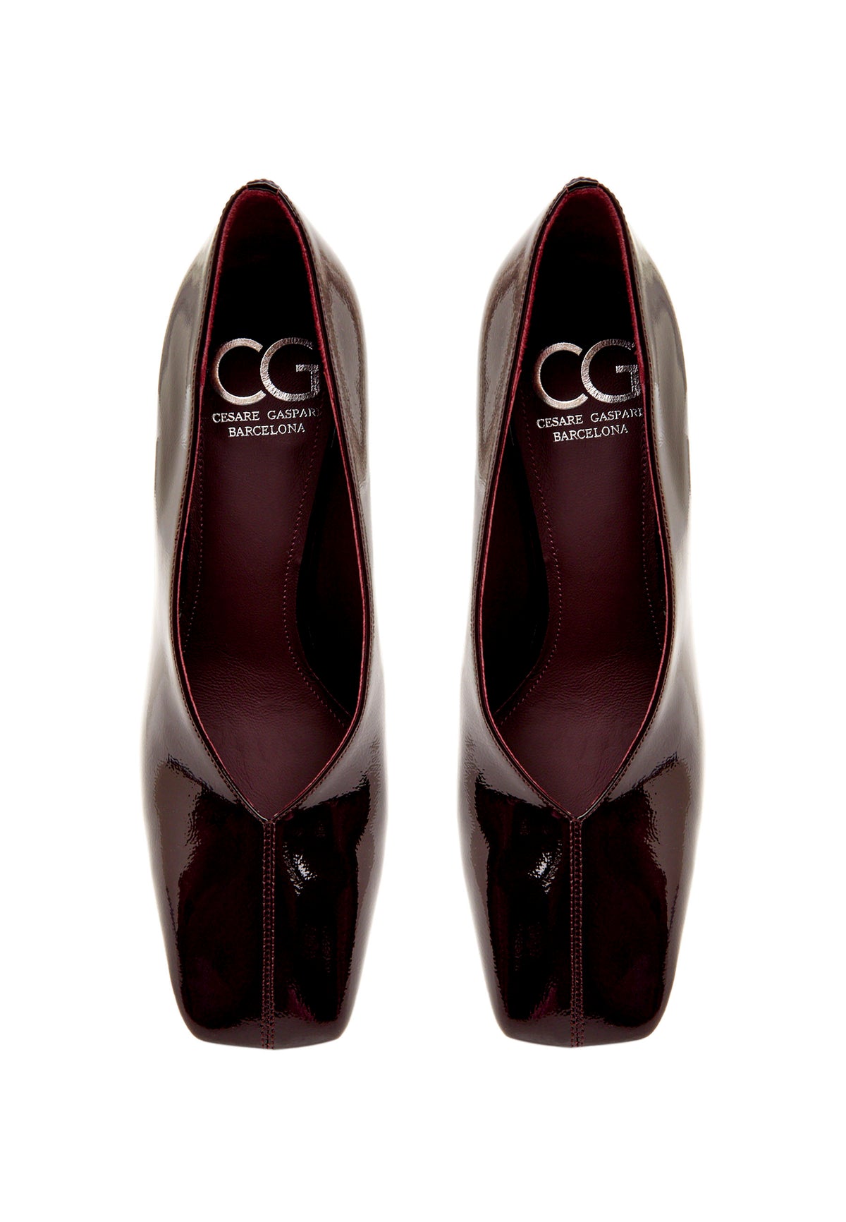 Patent Block Heel Pumps – Burgundy