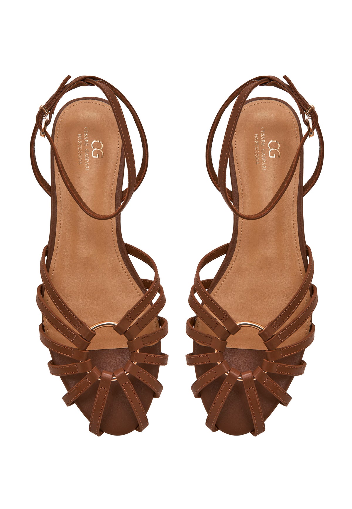 Radiant Strap Flat Sandals - Brown