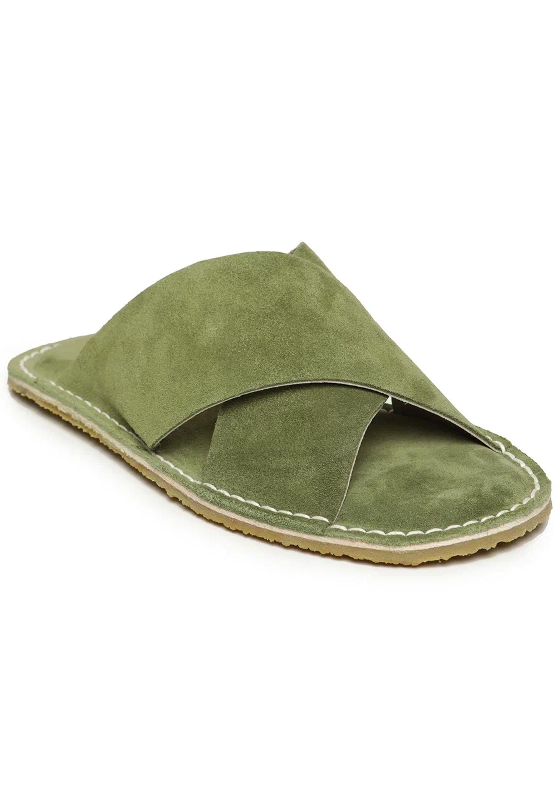 Suede Cross-Strap Slides Starsun - Green