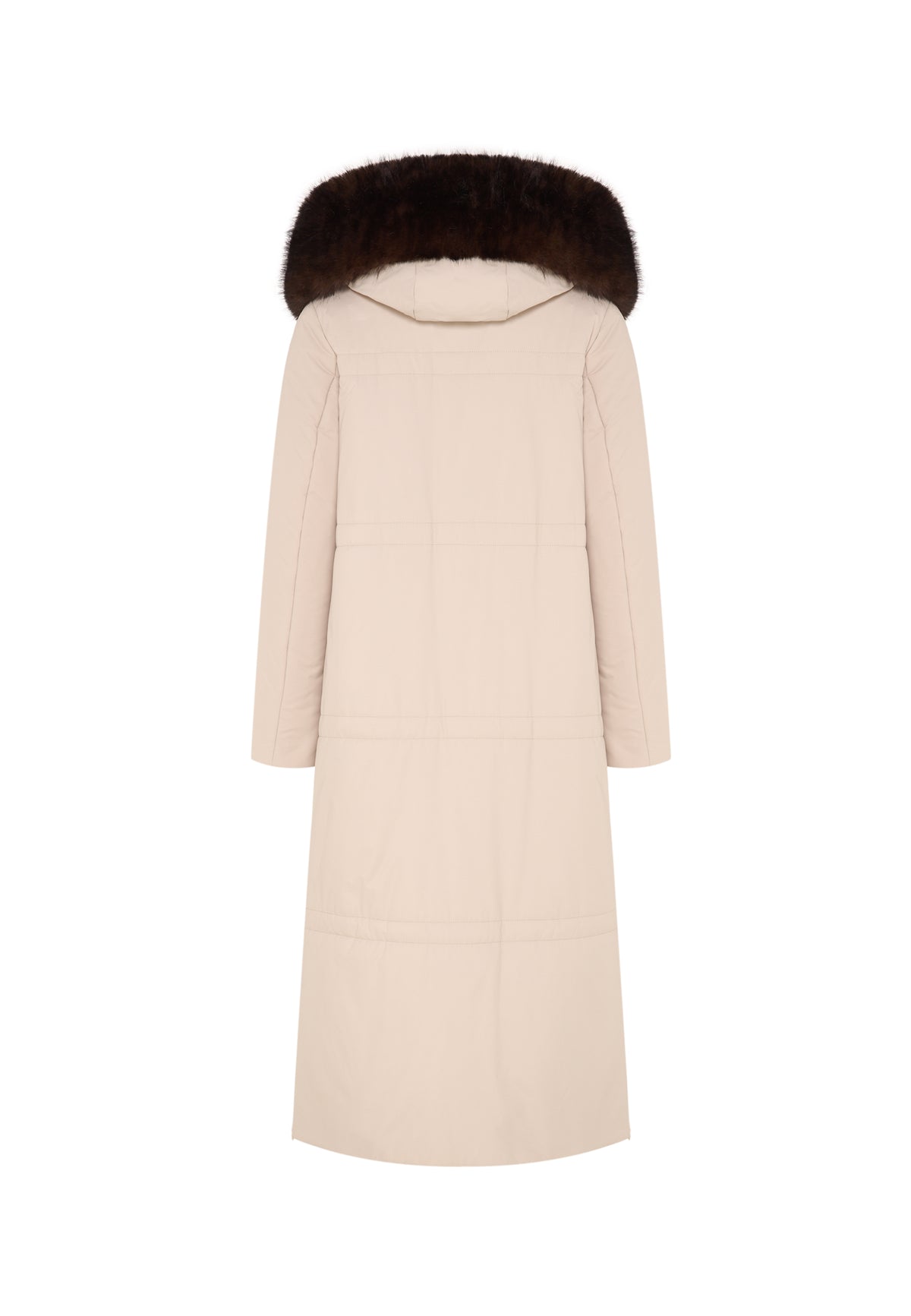 Fur Trim Hooded Puffer Coat - Milky