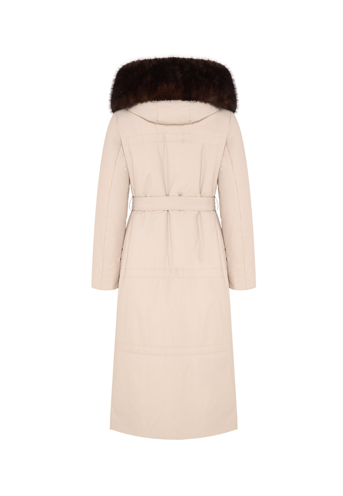 Fur Trim Hooded Puffer Coat - Milky